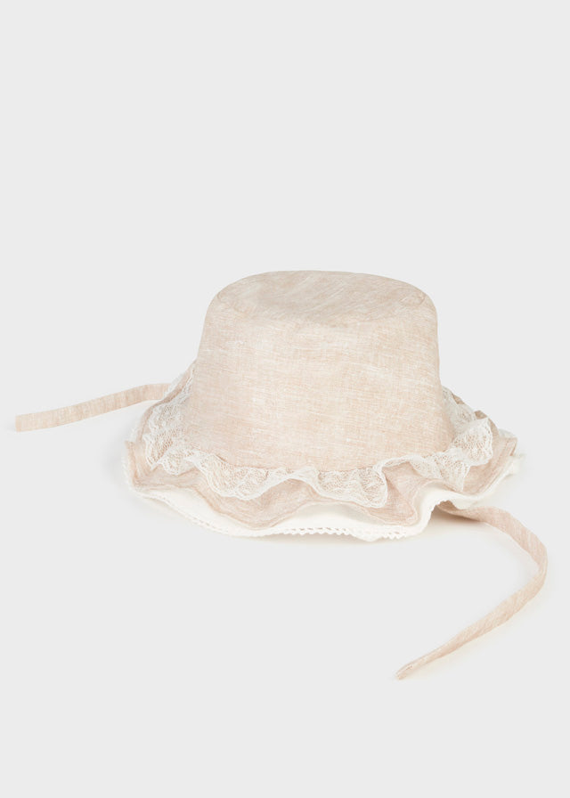 cappello neonata falda pizzo