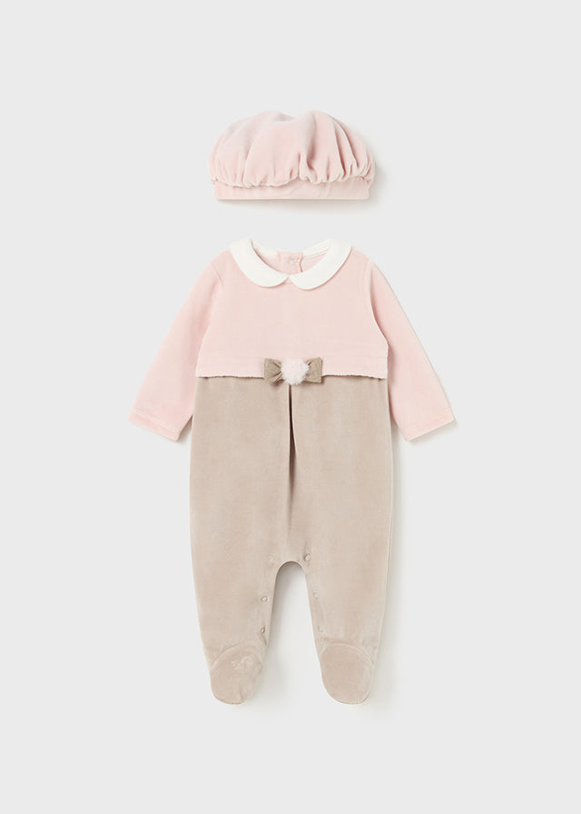 tutina+cappellino neonata ciniglia