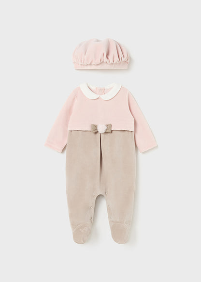 tutina+cappellino neonata ciniglia