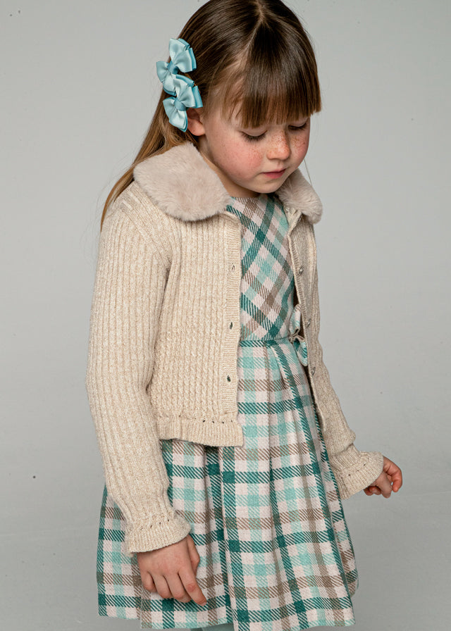 cardigan bimba c/collo pelliccia