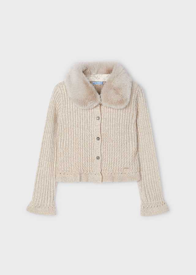 cardigan bimba c/collo pelliccia