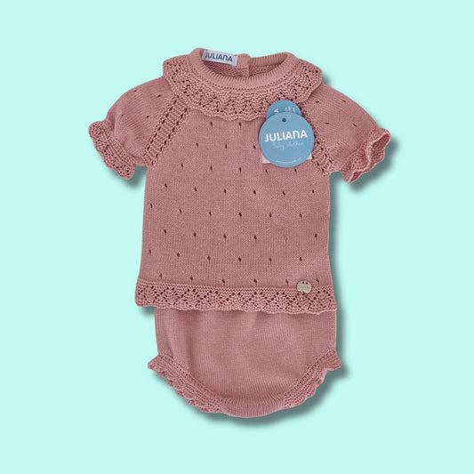 completino neonata filo corto con maglia traforata