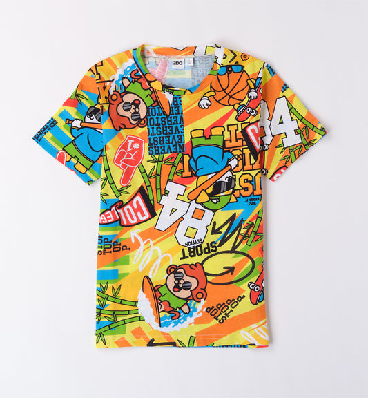 T-Shirt mezza manica con stampa multicolor