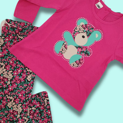 Completo Leggins a zampa e shirt stampa Teddy