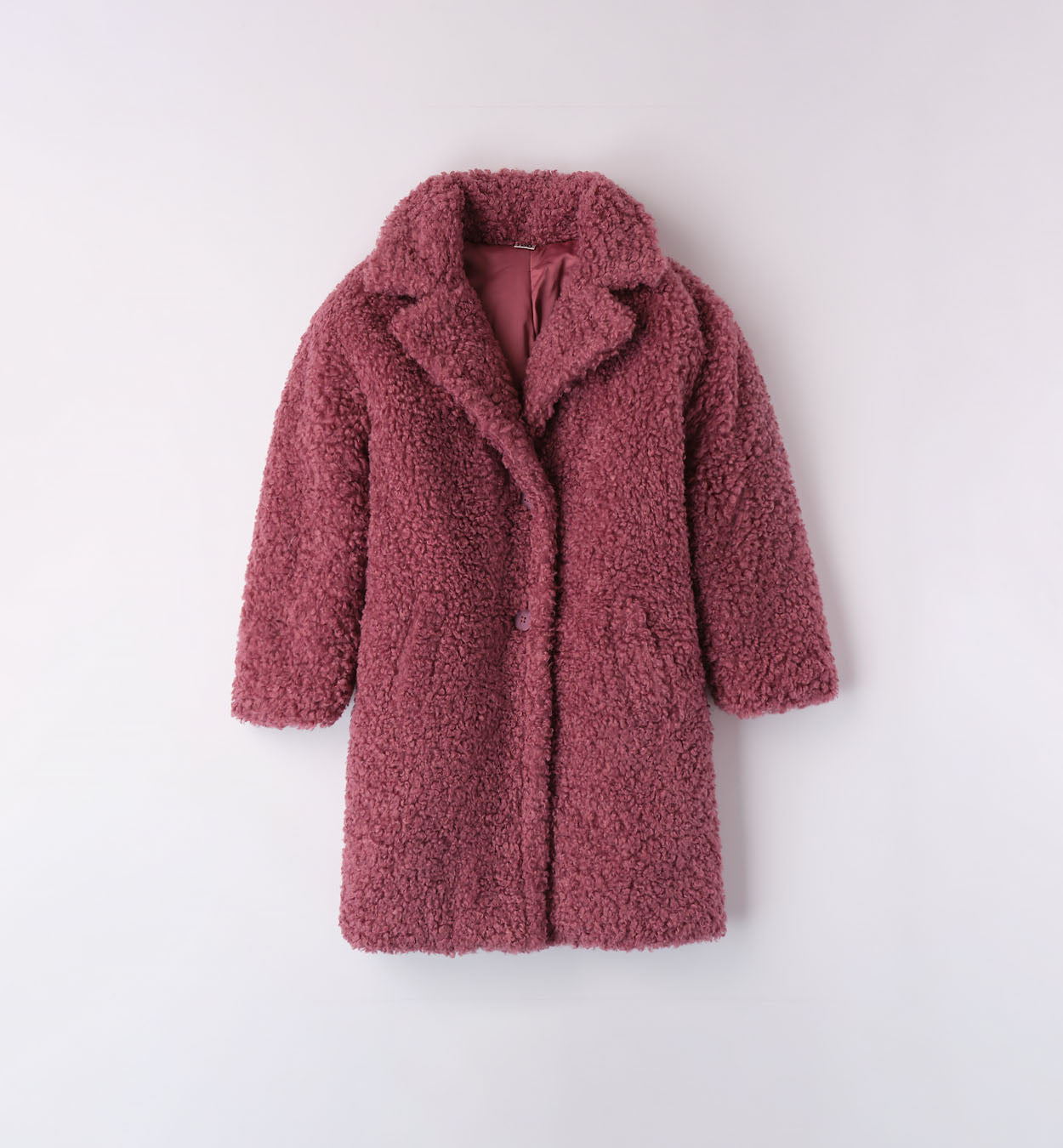 Cappotto Teddy sciallato con doppio bottone